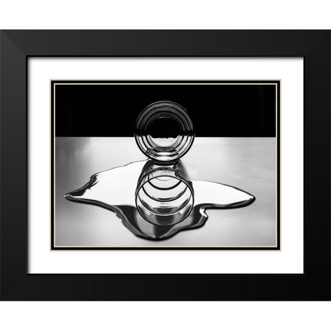 Circles Of Circles Black Modern Wood Framed Art Print with Double Matting by Toniolo, Giorgio