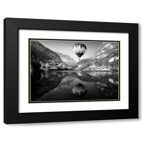 La Mongolfiera Black Modern Wood Framed Art Print with Double Matting by Auf Dem, Andrea