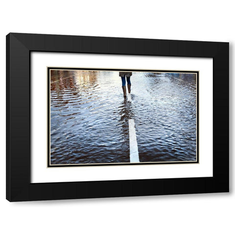 Walk The Line Black Modern Wood Framed Art Print with Double Matting by Wride, Linda