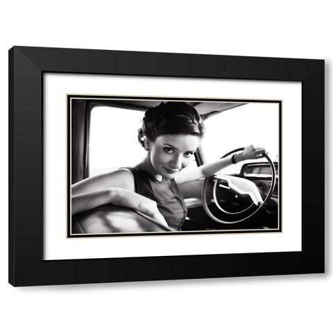 Drive Black Modern Wood Framed Art Print with Double Matting by FYB