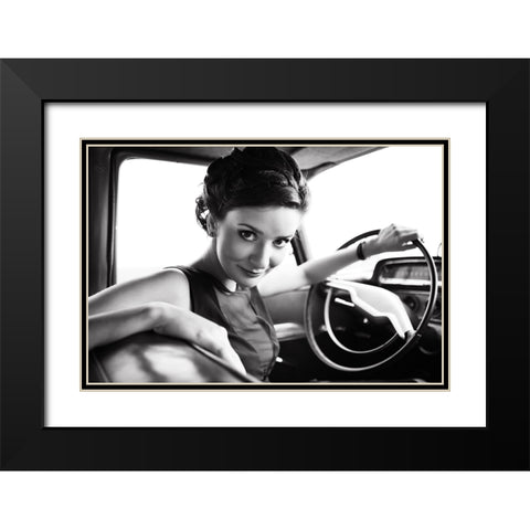Drive Black Modern Wood Framed Art Print with Double Matting by FYB