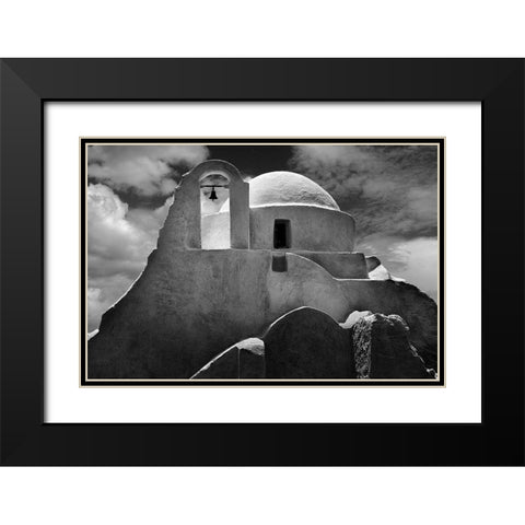 Mykonos Church Black Modern Wood Framed Art Print with Double Matting by P Stein, John