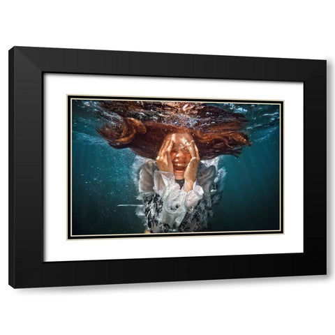 Cry Black Modern Wood Framed Art Print with Double Matting by Laudin, Dmitry