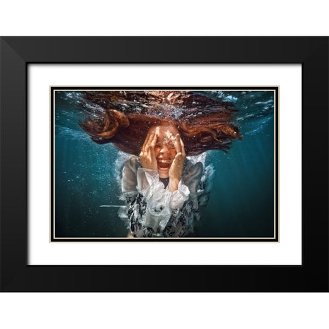 Cry Black Modern Wood Framed Art Print with Double Matting by Laudin, Dmitry