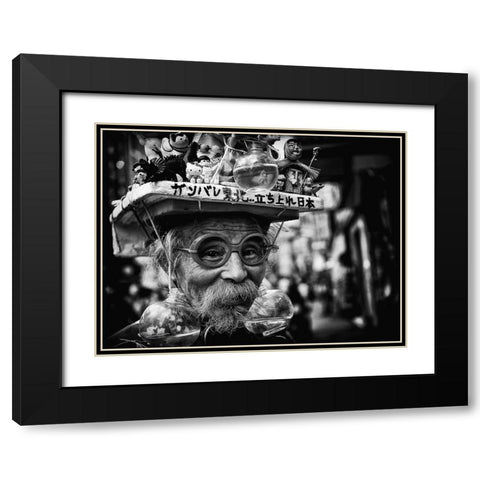 Untitled Black Modern Wood Framed Art Print with Double Matting by Suzuki, Tatsuo