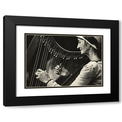 Playing The Harp Black Modern Wood Framed Art Print with Double Matting by Ariel, Ariel