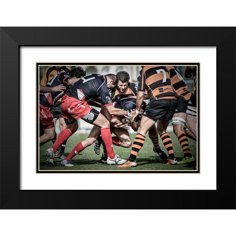 The Coup Black Modern Wood Framed Art Print with Double Matting by March, Cesar