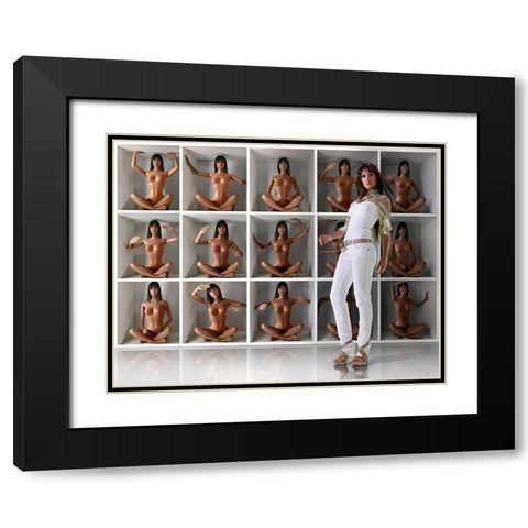 A Doll Out Of The Box Black Modern Wood Framed Art Print with Double Matting by DDiArte