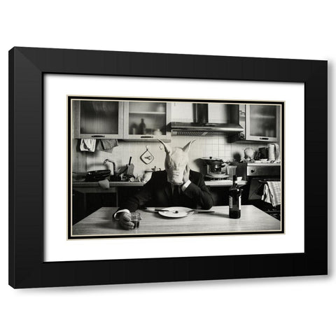 Just One Day Alone (Family Portrait) Black Modern Wood Framed Art Print with Double Matting by Miserini, Stefano