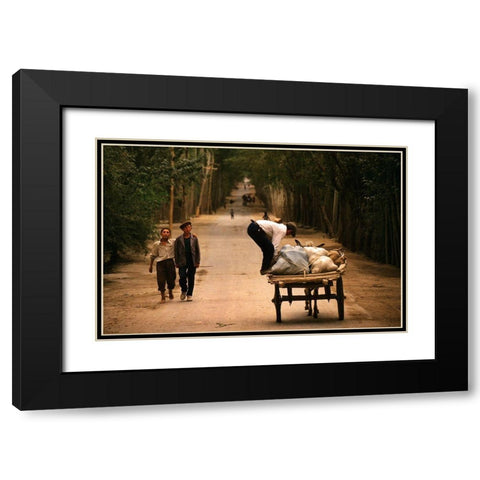 Road To Kashgar Black Modern Wood Framed Art Print with Double Matting by Urlings, Lou