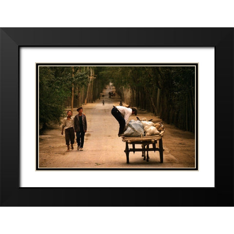 Road To Kashgar Black Modern Wood Framed Art Print with Double Matting by Urlings, Lou
