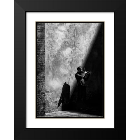 While The Shadow Comes Black Modern Wood Framed Art Print with Double Matting by Mencacci, Mario