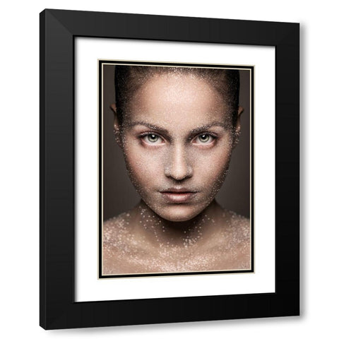 Stardust Black Modern Wood Framed Art Print with Double Matting by Petkov, Petko