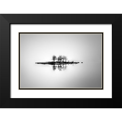 The Floating Island Black Modern Wood Framed Art Print with Double Matting by Markova, Albena