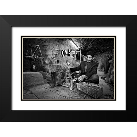 Aba Texture Black Modern Wood Framed Art Print with Double Matting by Momeni, Mohammadreza
