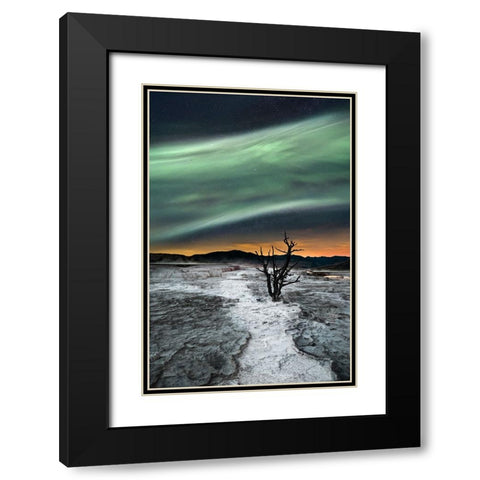 Magic Aurora Black Modern Wood Framed Art Print with Double Matting by Luca, Liloni