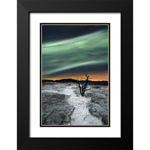 Magic Aurora Black Modern Wood Framed Art Print with Double Matting by Luca, Liloni