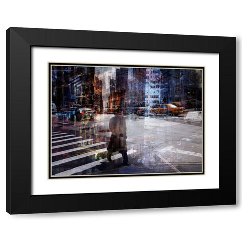 Woody Allen Crossing Black Modern Wood Framed Art Print with Double Matting by B, V