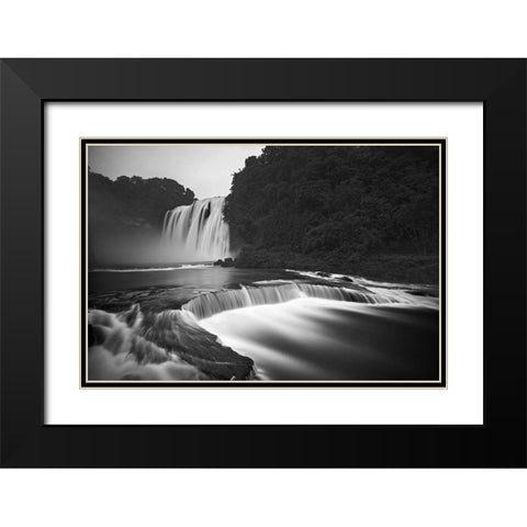 Huangguoshu Waterfalls Black Modern Wood Framed Art Print with Double Matting by Zhang, Yan
