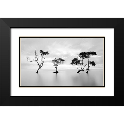 Drowning Not Waving Black Modern Wood Framed Art Print with Double Matting by Fudge, Steven