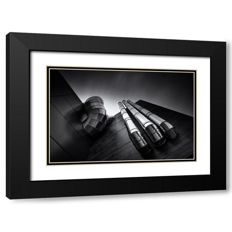 Pipes Black Modern Wood Framed Art Print with Double Matting by Gamiz, Andres