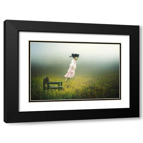 Learn To Fly Black Modern Wood Framed Art Print with Double Matting by Sword, Pink