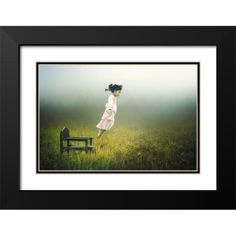 Learn To Fly Black Modern Wood Framed Art Print with Double Matting by Sword, Pink