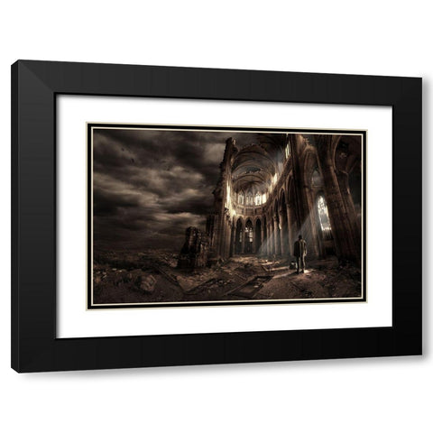 Faith Black Modern Wood Framed Art Print with Double Matting by Kiciak, Christophe