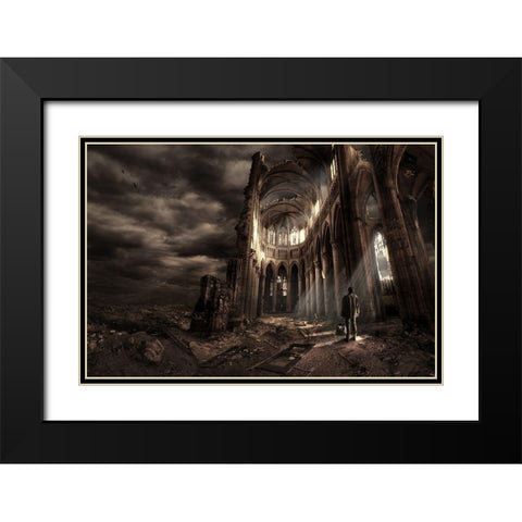 Faith Black Modern Wood Framed Art Print with Double Matting by Kiciak, Christophe