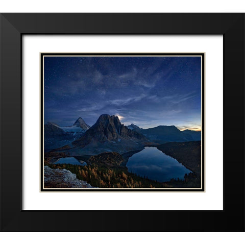 Starry Night At Mount Assiniboine Black Modern Wood Framed Art Print with Double Matting by Zhang, Yan