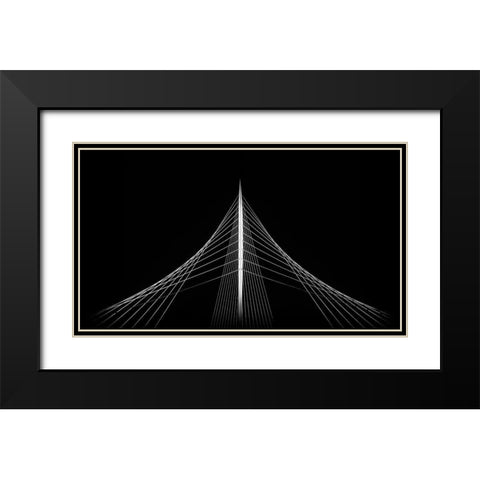Lute Black Modern Wood Framed Art Print with Double Matting by Pixxelpark