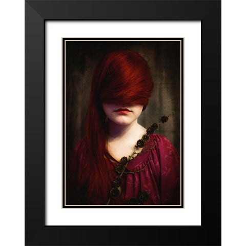Redhead Black Modern Wood Framed Art Print with Double Matting by Larsen, Jorun