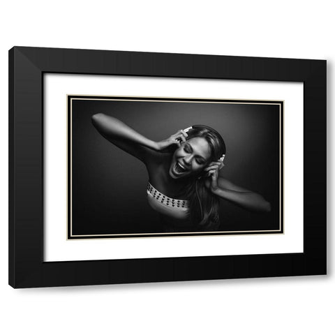 The Sound Of Happiness Black Modern Wood Framed Art Print with Double Matting by Schroder, Thomas