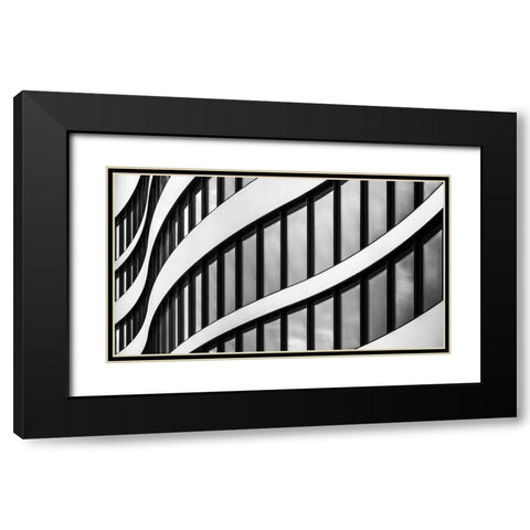 Panta Rhei Black Modern Wood Framed Art Print with Double Matting by Pixxelpark