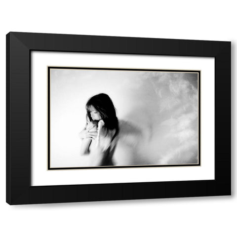 Broken Wing Black Modern Wood Framed Art Print with Double Matting by Ikeda, Keisuke