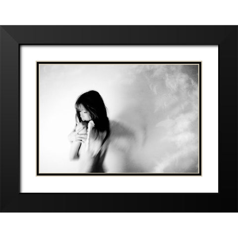 Broken Wing Black Modern Wood Framed Art Print with Double Matting by Ikeda, Keisuke