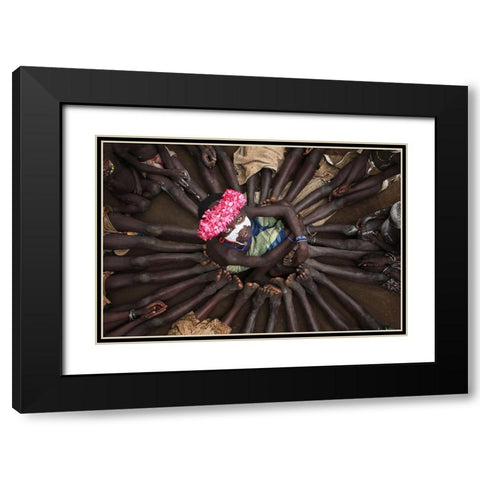 Kids In Holiday Black Modern Wood Framed Art Print with Double Matting by Alhumaid, Hesham
