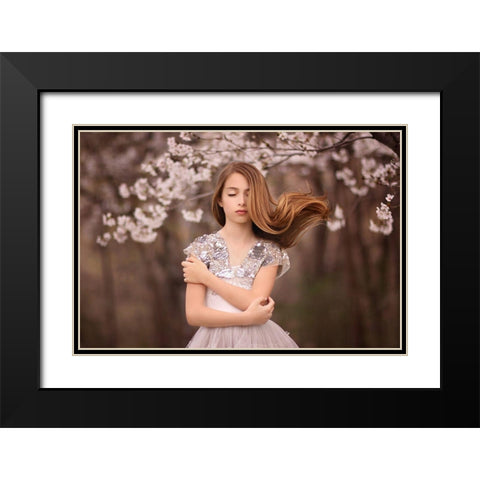 Swoosh Black Modern Wood Framed Art Print with Double Matting by Andelman, Katie
