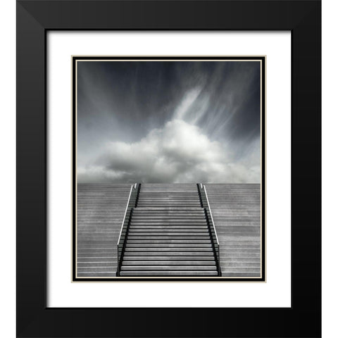 Stair Black Modern Wood Framed Art Print with Double Matting by Claes, Gilbert
