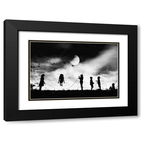 The Game High Jump Black Modern Wood Framed Art Print with Double Matting by Satriani, Jay