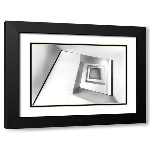 Golden Stairs Black Modern Wood Framed Art Print with Double Matting by Al-Khalaf, Hassan