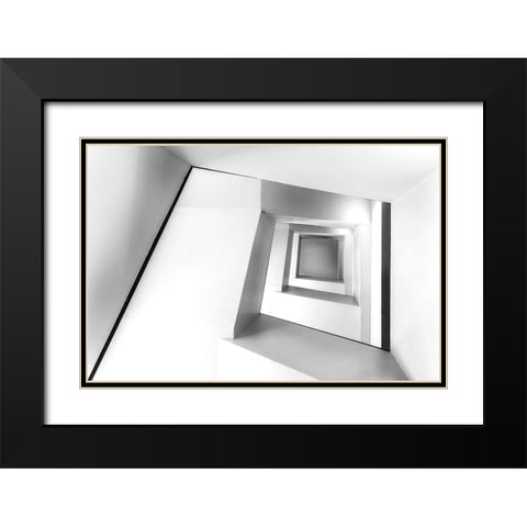 Golden Stairs Black Modern Wood Framed Art Print with Double Matting by Al-Khalaf, Hassan