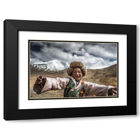 Smile {Tibet} Black Modern Wood Framed Art Print with Double Matting by Intarob, Sarawut