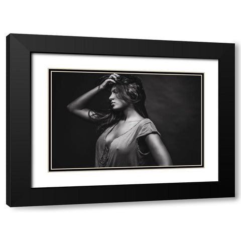 Dorine Black Modern Wood Framed Art Print with Double Matting by Rozenzvig, Carmit