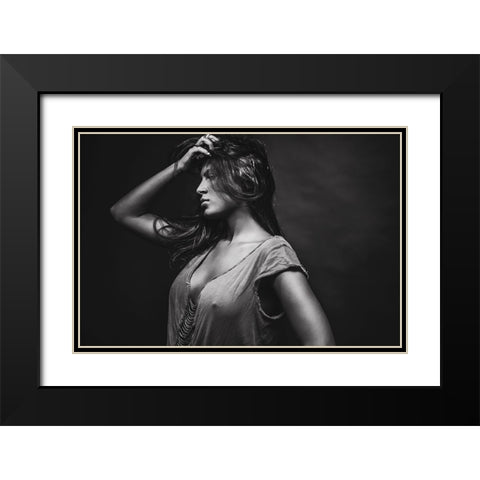 Dorine Black Modern Wood Framed Art Print with Double Matting by Rozenzvig, Carmit