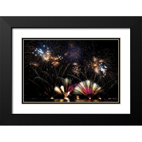 Ieri A Lecco Cerano I Fuochi... Black Modern Wood Framed Art Print with Double Matting by Calvetti, Francesco
