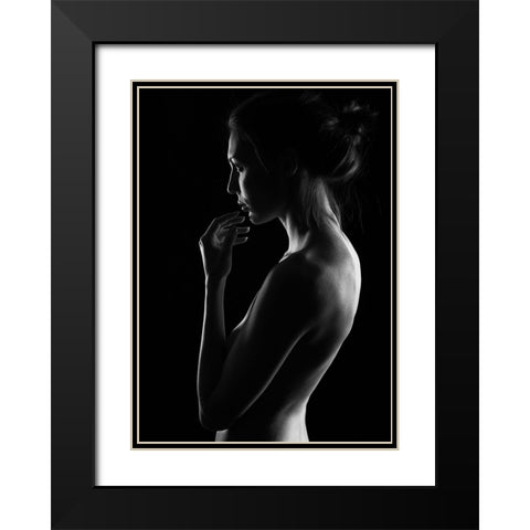 Winter Evening Black Modern Wood Framed Art Print with Double Matting by Batenko, Dmitriy