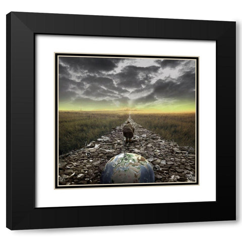 Welcome To The Universe Black Modern Wood Framed Art Print with Double Matting by Valentino, Ivan