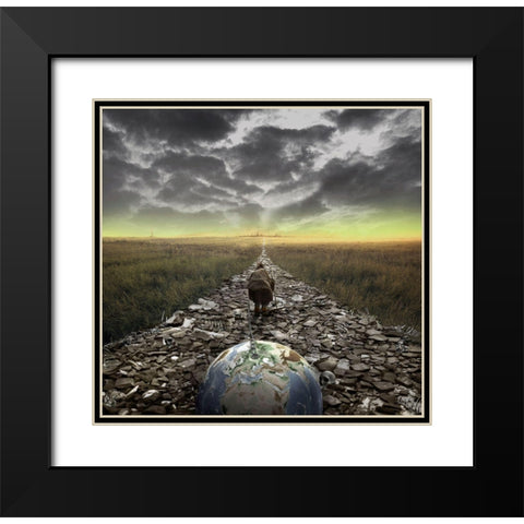 Welcome To The Universe Black Modern Wood Framed Art Print with Double Matting by Valentino, Ivan