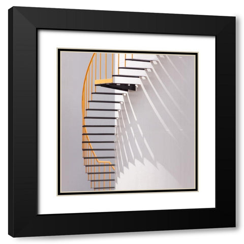 Yellow Staircase Black Modern Wood Framed Art Print with Double Matting by Hammer, Jacqueline